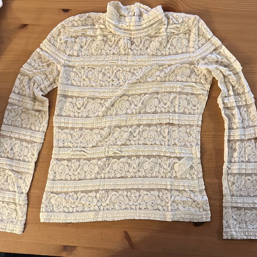 Zara Cream Lace Long Sleeve Blouse